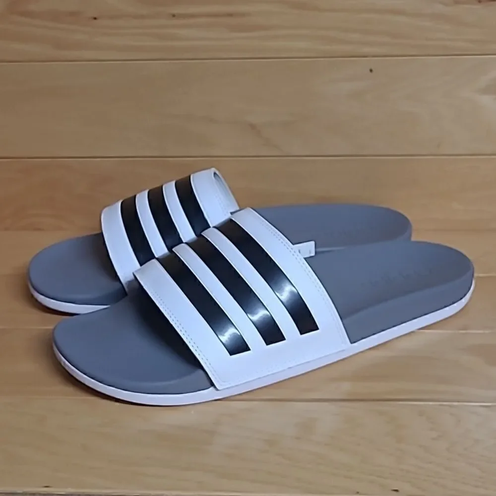 Adidas Adilette Comfort Slide Sandal White Black Grey Mens Shoe GZ5895